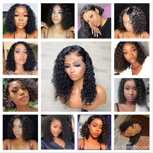 180% Density Cambodian Human Hair 4x4 Short Bob Gluless Lace Front Closure Human Hair Wigs